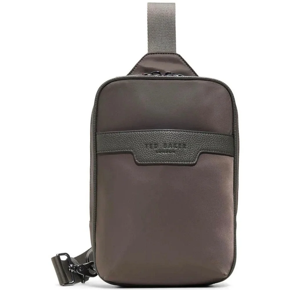 NEW Ted Baker Wickham Sling‎ Bag Charcoal Gray Crossbody Travel Utility Modern